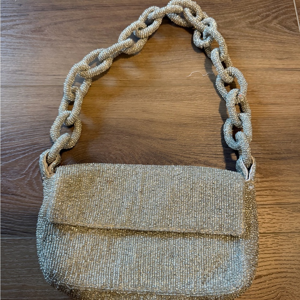Anthropologie Silver Beaded Women's Bag